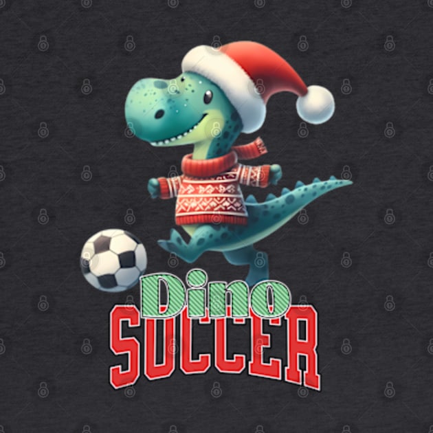 Dinosaur Christmas Soccer by BrisaArtPrints